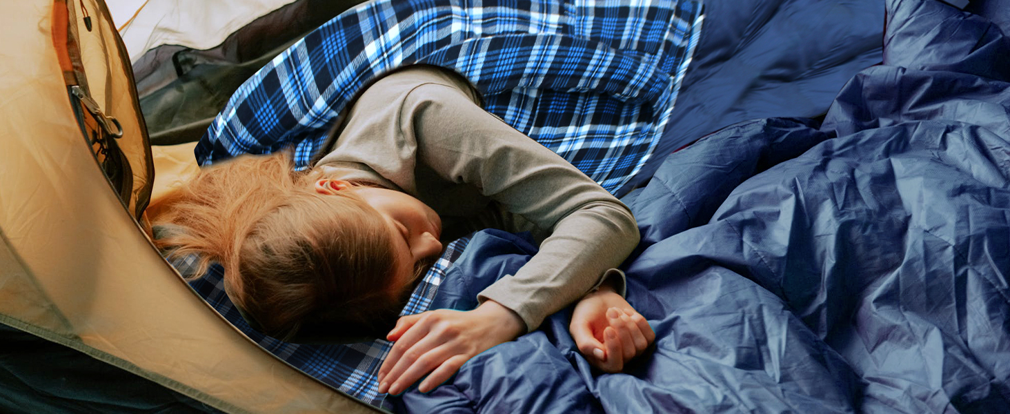 Сплячий мішок XXL для дорослих, 3-4 сезони, фланель, для кемпінгу та зимового відпочинку, 230x90 см, з сумкою, вологостійкий та теплий, блакитний