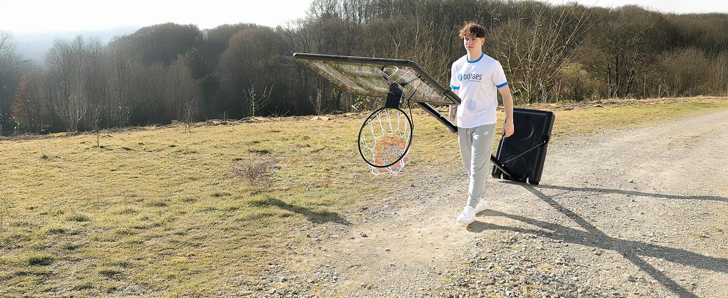 Баскетбольне кільце з регульованою висотою 1.5-3.05м Dönges - Комплект з м'ячем та насосом - Вуличне/Приміщення - Міцна, стійка до погодних умов - Для дітей та дорослих