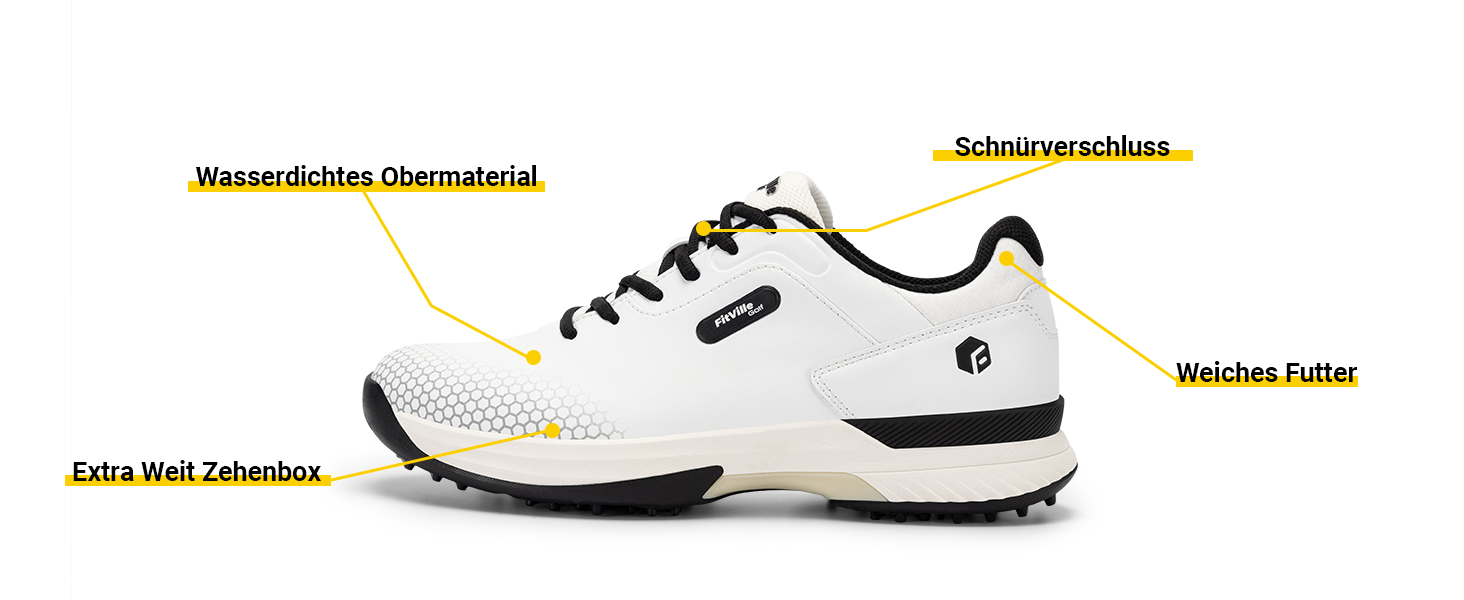 Гольф-взуття FitVille для чоловіків, широка модель, сіро-біле, розмір 40-49, X-широке, дихаюче, на шнурівці