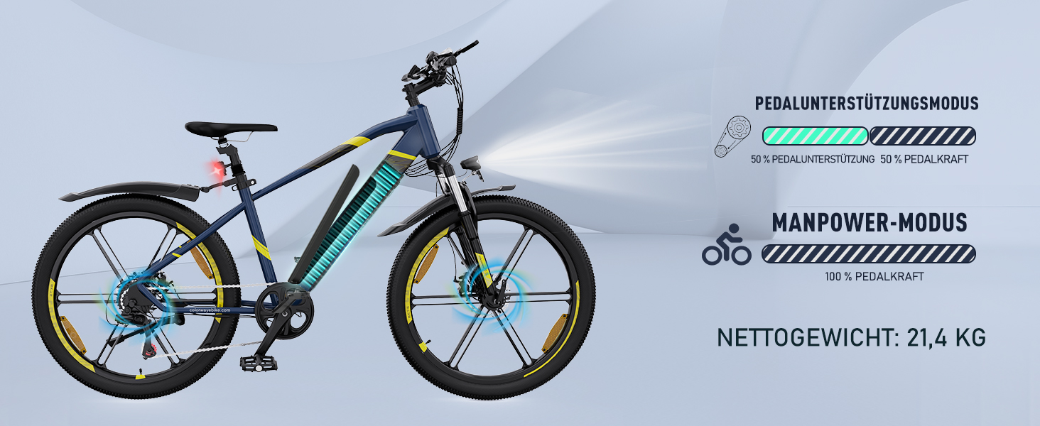 Акумулятор COLORWAY E-Bike 26 250Вт 36В 12Ач, 25км/год, 35-90км синій