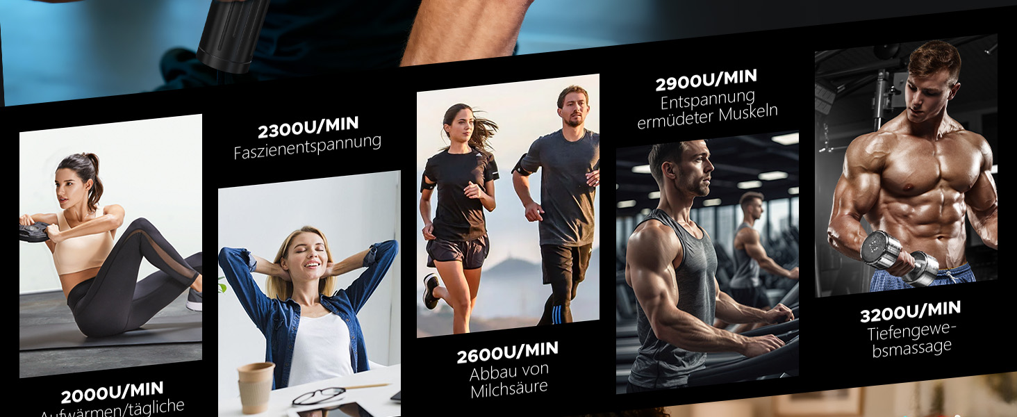 Масажер для м'язів: пістолет для масажу з 10 насадками, 30 швидкостей, для спорту та реабілітації