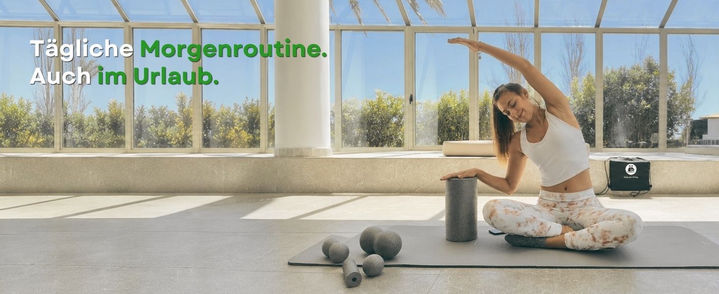 Набір масажних роликів та м'ячів PandaFit для м'язів та спини (5 предметів), EPP піна, з сумкою для перенесення