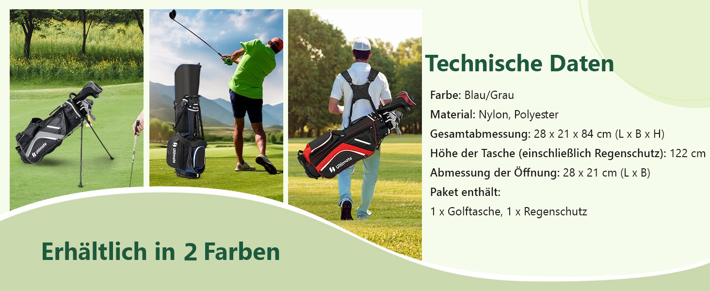 GYMAX Гольф-сумка-стійка, переносима, з 14 відділеннями та 6 кишенями, з капюшоном від дощу та ручкою для перенесення, для чоловіків та жінок, сірого кольору