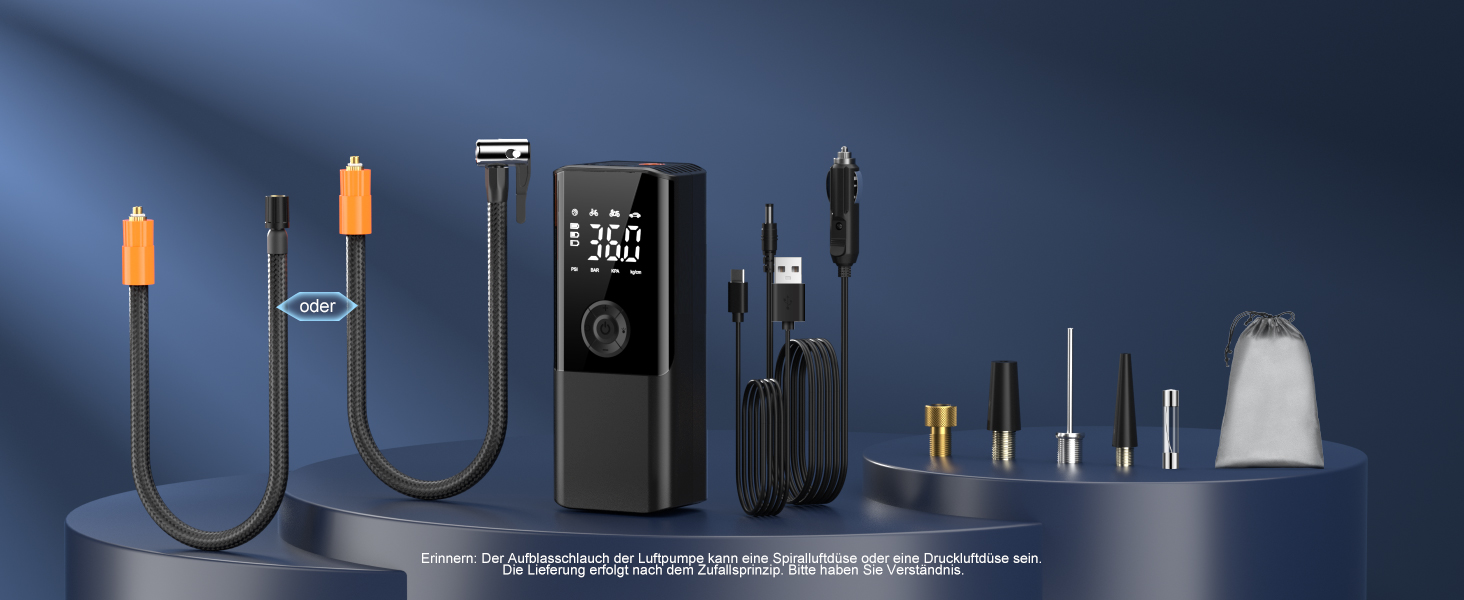 Електрична акумуляторна компресорна помпа 150PSI, 6000mAh, з LCD-екраном, портативна міні-насос для авто, велосипедів та м'ячів