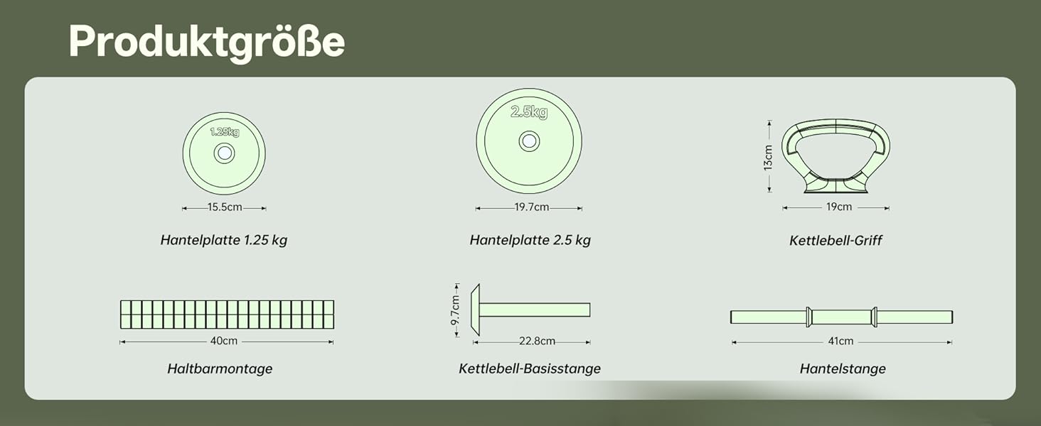 PASYOU Набір гантелей регульовані 20 кг 4 в 1: гантелі, гиря, гантелі з'єднувачем, штанга для домашніх тренувань (зелений)