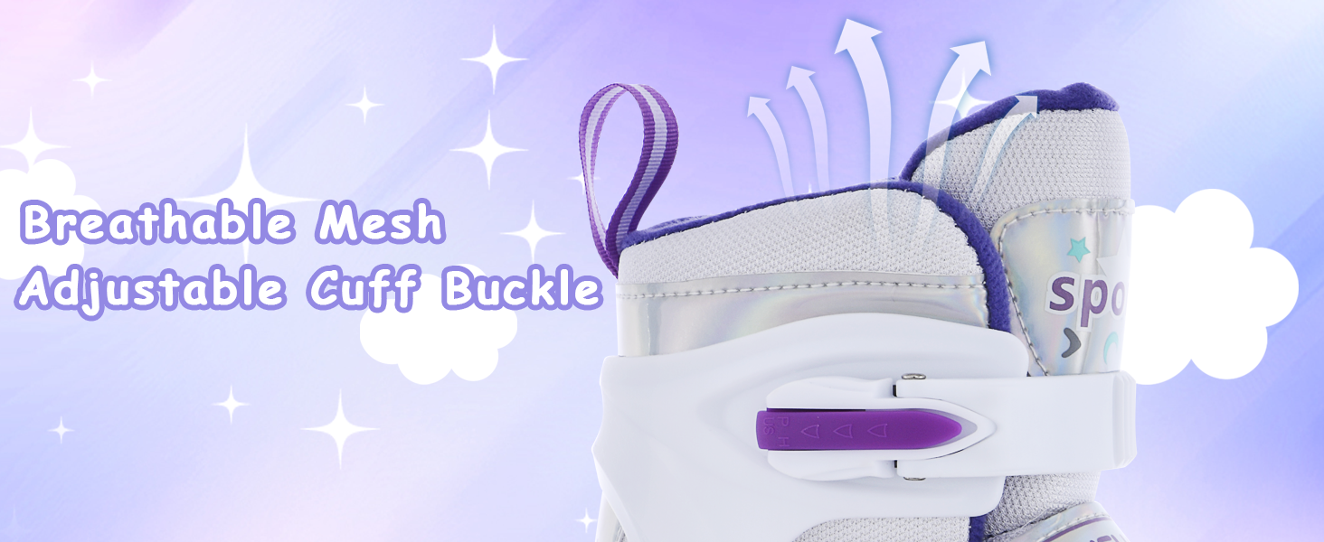 Роликові ковзани TOMSHOO для дівчаток, дитячі ролики з LED-підсвічуванням, регульовані, для початківців, розмір 32-36 EU (200-225 mm), фіолетовий колір