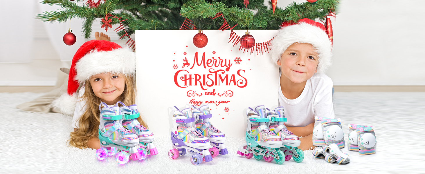 Роликові ковзани SULIFEEL Rainbow Unicorn для дітей з підсвічуванням, розмір S (28-31 EU)