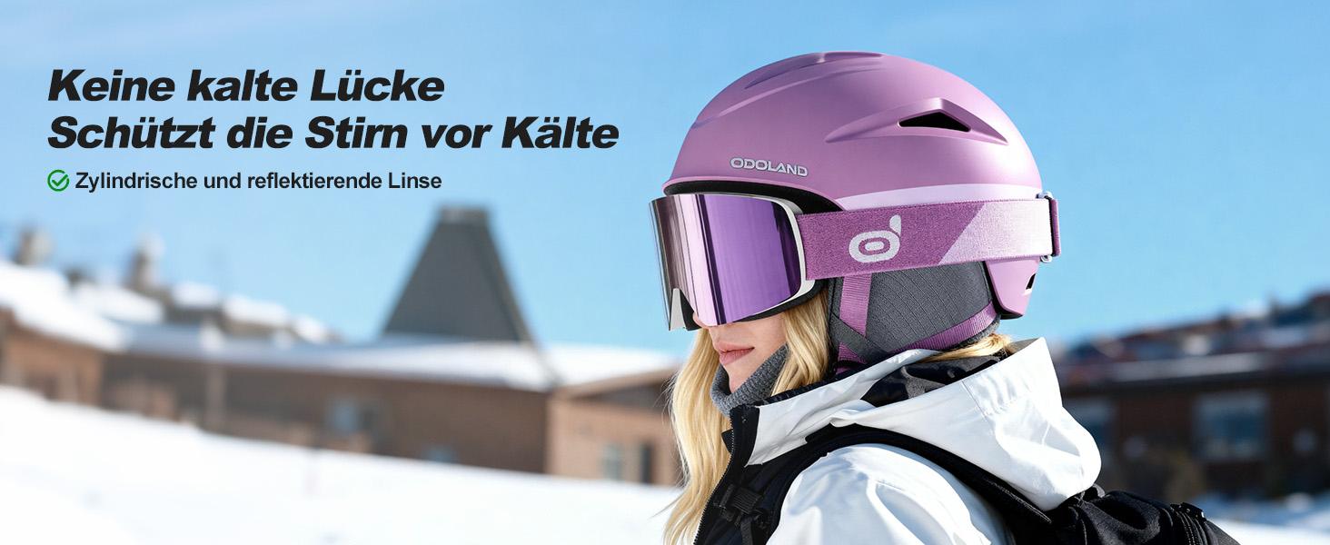 Шолом для сноуборду та лиж Odoland з маскою: захист UV 400, чорний + помаранчевий, розмір L (60-61 см)