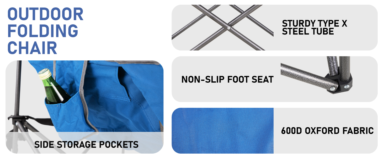 Крісло для кемпінгу High Point Sports Moon Chair XXL, розкладне, блакитне, до 150 кг