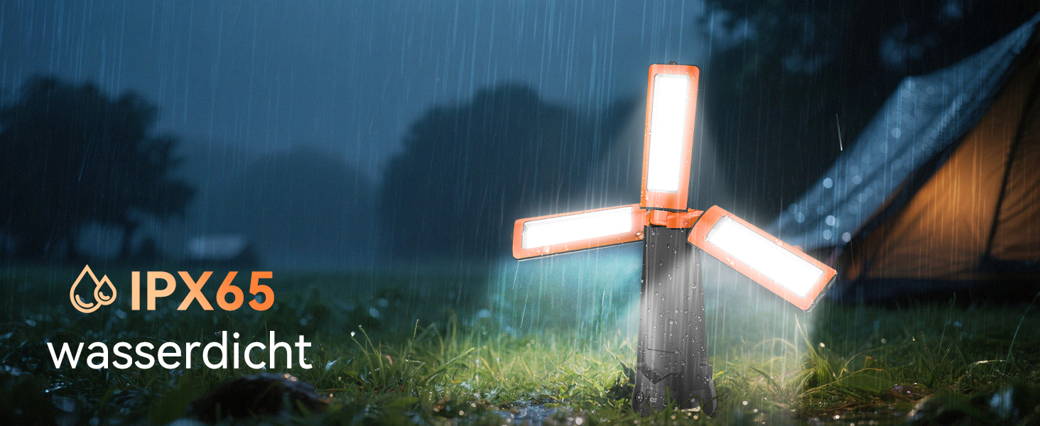 Портативна LED кемпінгова лампа 15000mAh з телескопічним штативом, 5500LM, IP65, вологостійка, для кемпінгу, подорожей, бастіону, намету, з підсвічуванням (Помаранчевий)