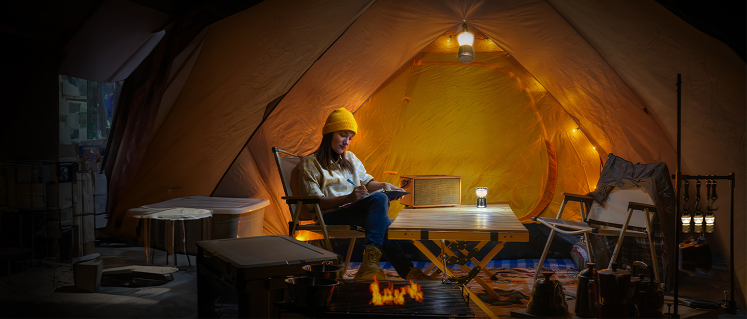 Ліхтар кемпінговий BougeRV 15600mAh, перезарядна лампа для кемпінгу, регульована висота та кут, IP54, водонепроникний, для кемпінгу, подорожей, надзвичайних ситуацій, зелений