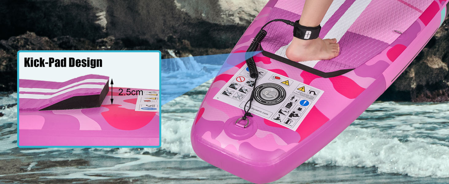 Надувний SUP Борд Stand Up Paddle Board Set, 330x76x15см, з кріслом для каяка, тримачем для камери, інтегрованим кік-педом, регульованим веслом, 3 фінами, повним аксесуаром, до 150кг, рожевий