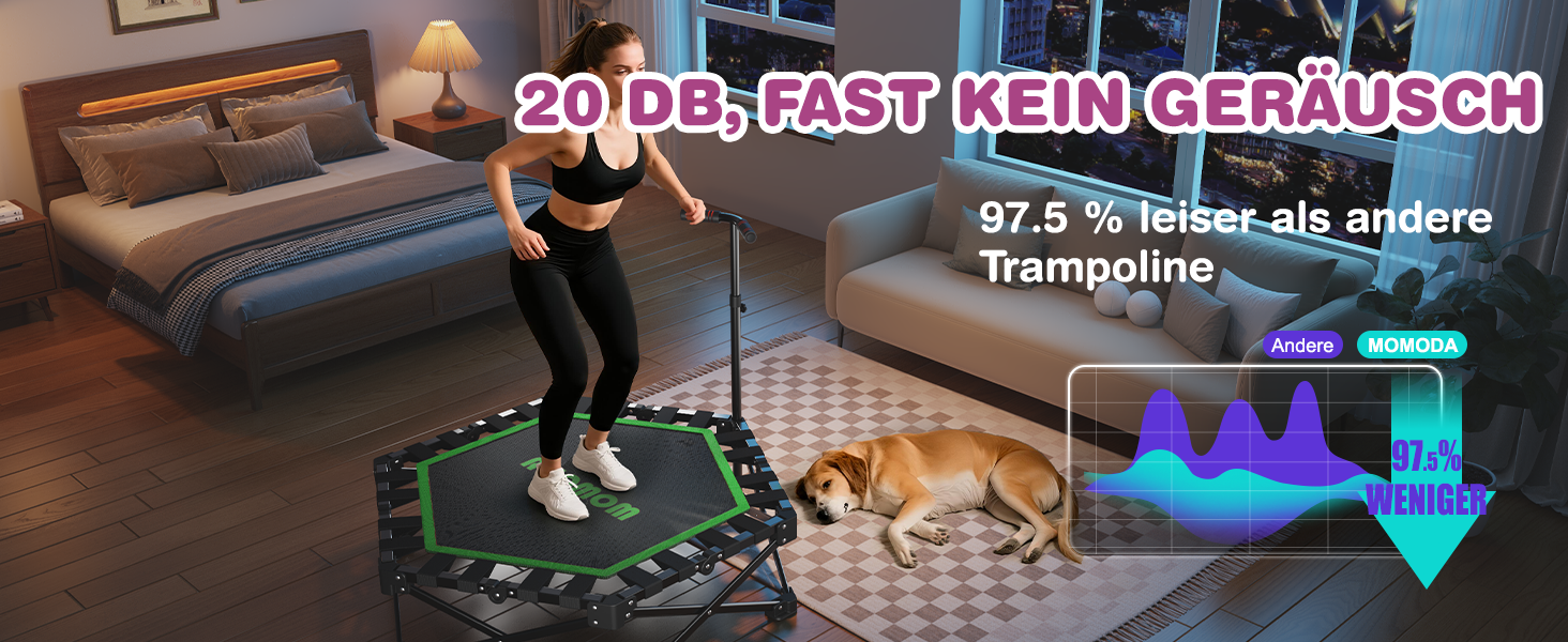 Трамплін для фітнесу MOMODA складаний, з ручкою, діаметр 106 см, зелений. Підходить для дітей та дорослих.