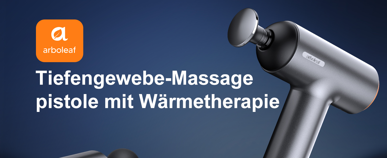 Масажер для м'язів Arboleaf з підігрівом та LED-дисплеєм, 6 насадок, 5 рівнів інтенсивності та 3 режими підігріву