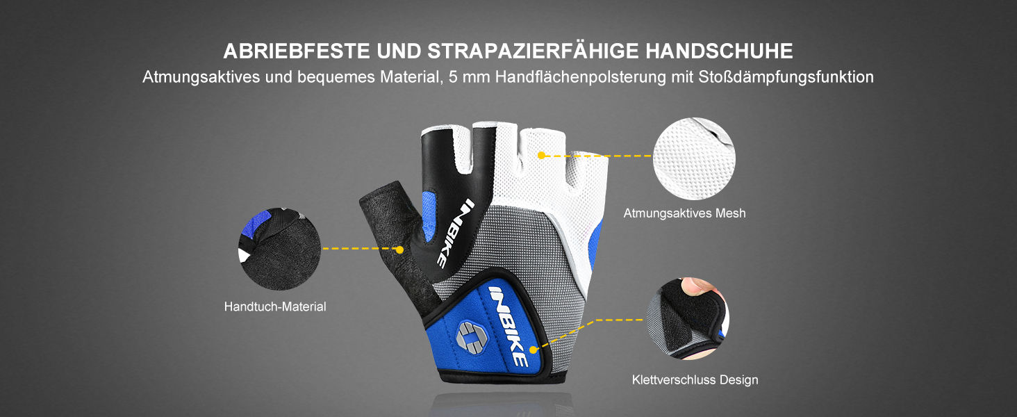 Велосипедні рукавички Inbike напівпальцеві гелеві дихаючі антиковзні амортизуючі для гірського велосипеда чоловічі жіночі літні для велоспорту MTB блакитні L