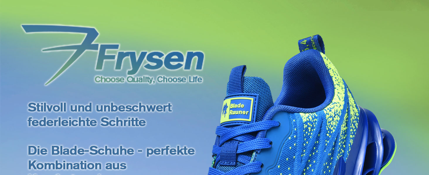 Кросівки Frysen Herren/Damen для бігу та фітнесу, дихаючі, синьо-зелені, розмір 38 EU