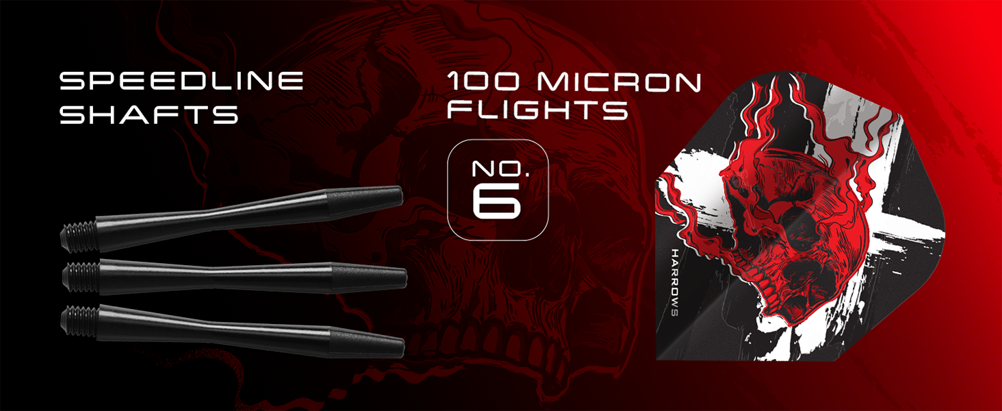 Дарти Harrows Ryan Searle Heavy Metal (22g, 24g, 26g) – сталеві дротики з шафтами Speedline, польотними пір'ями 100 мікрон та кейсом