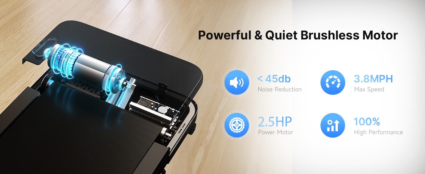 Bluearth Walking Pad: Ходункова доріжка з регулюванням нахилу 10%, стіл для бігу, смарт-додаток, доріжка для дому з LED-дисплеєм, чорний колір