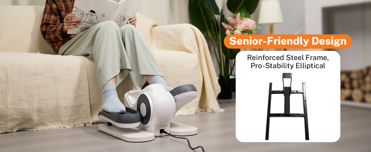 Еліптичний тренажер Gonex під стіл для літніх людей з 10 рівнями опору, тренажер для ніг, як у телепередачі, педальний тренажер для сидіння, 10 швидкостей & 3 автоматичні режими (білий)