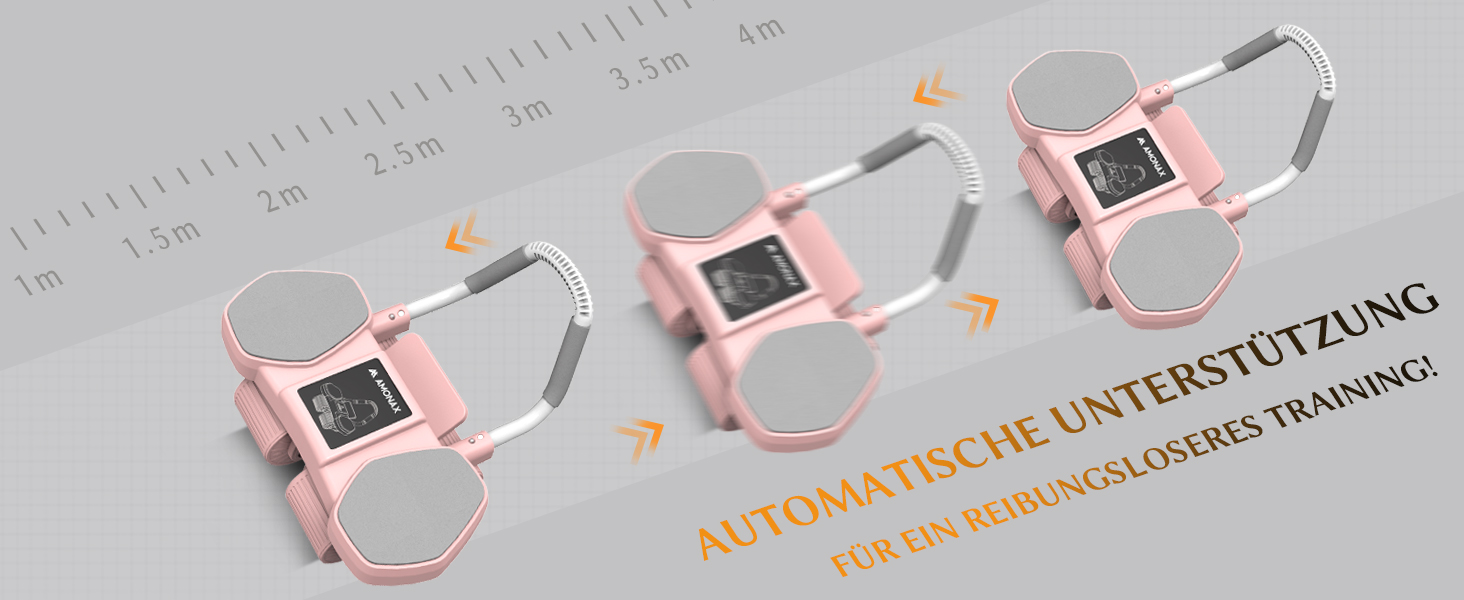 Ролер для пресу Amonax з чотирма колесами та підставкою для ліктів, автоматичний ролер для тренування пресу, ролер для пресу для чоловіків та жінок (рожевий)