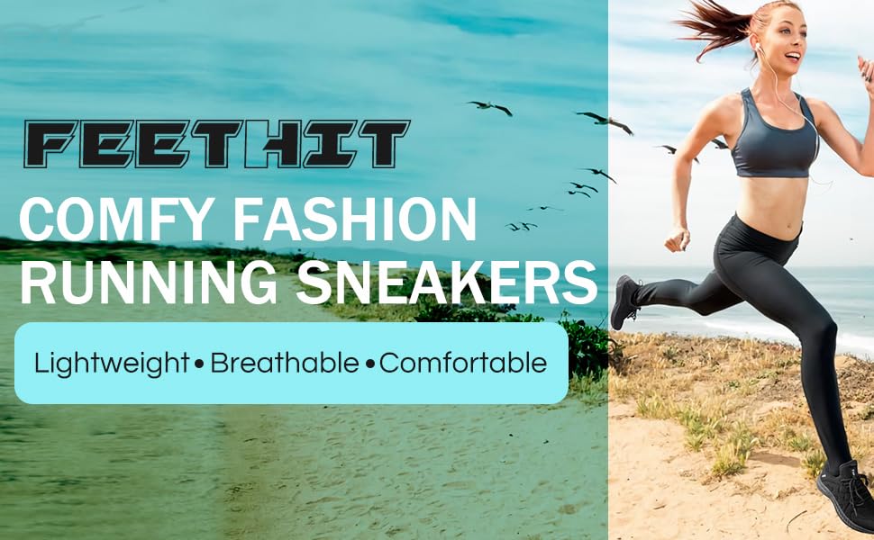 Жіночі кросівки Feethit для бігу та фітнесу. Легкі, дихаючі, з гумовою підошвою. Білі та чорні, розмір 38 EU