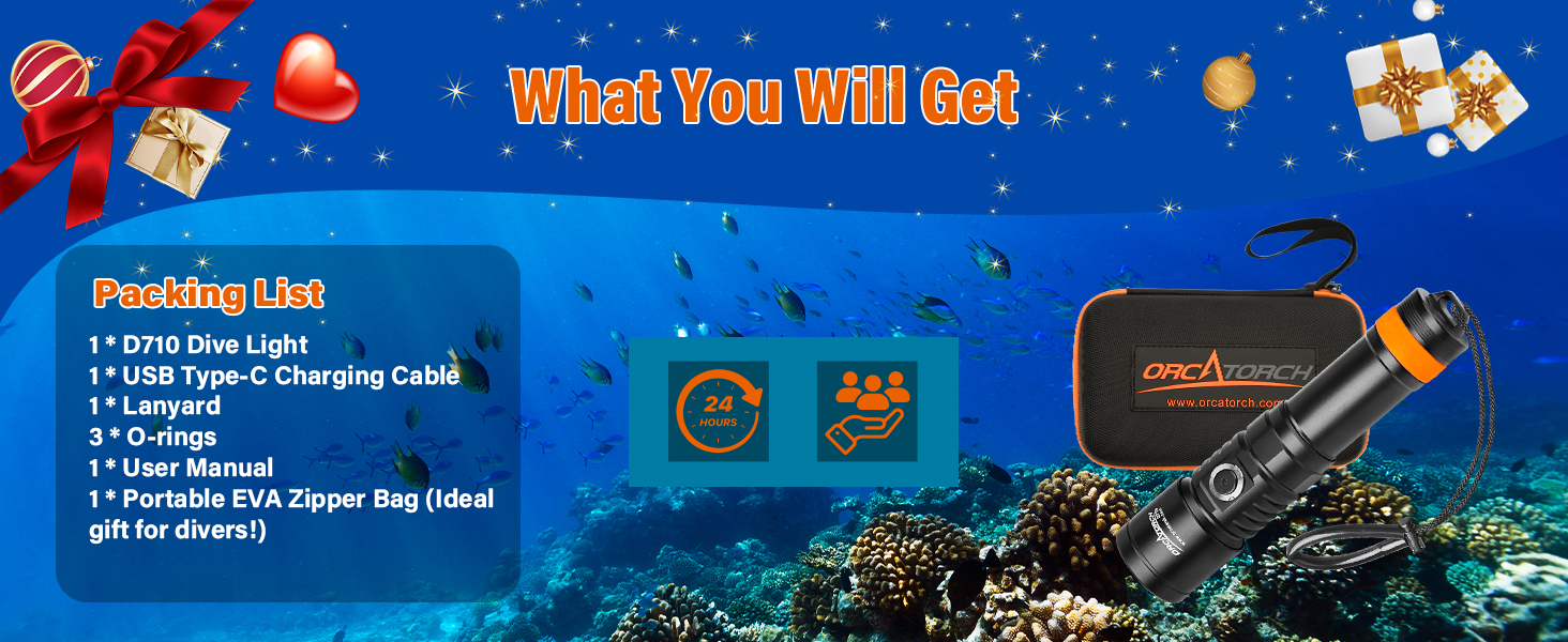 Ліхтар підводний ORCATORCH D710, 3000 люмен, IP68, 150м, з індикатором заряду