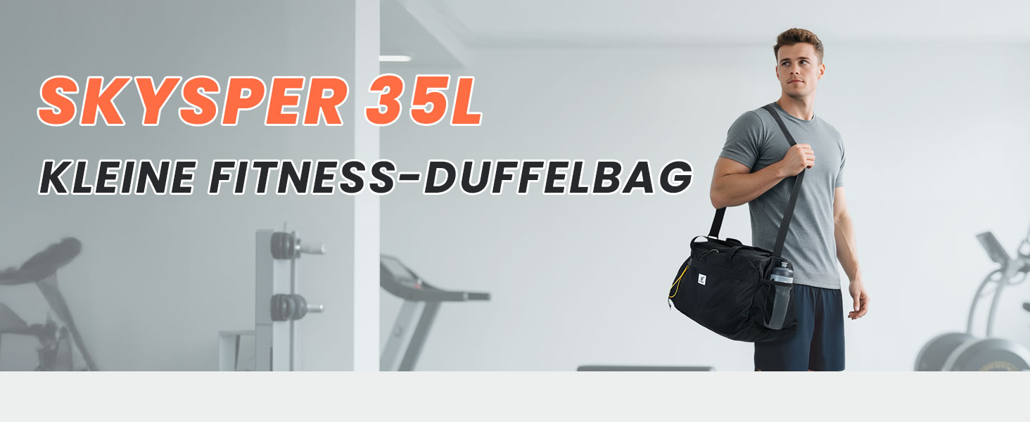 Спортивна сумка SKYSPER 35L з відділенням для взуття та мокрих речей - для фітнесу, тренувань, подорожей, чорна