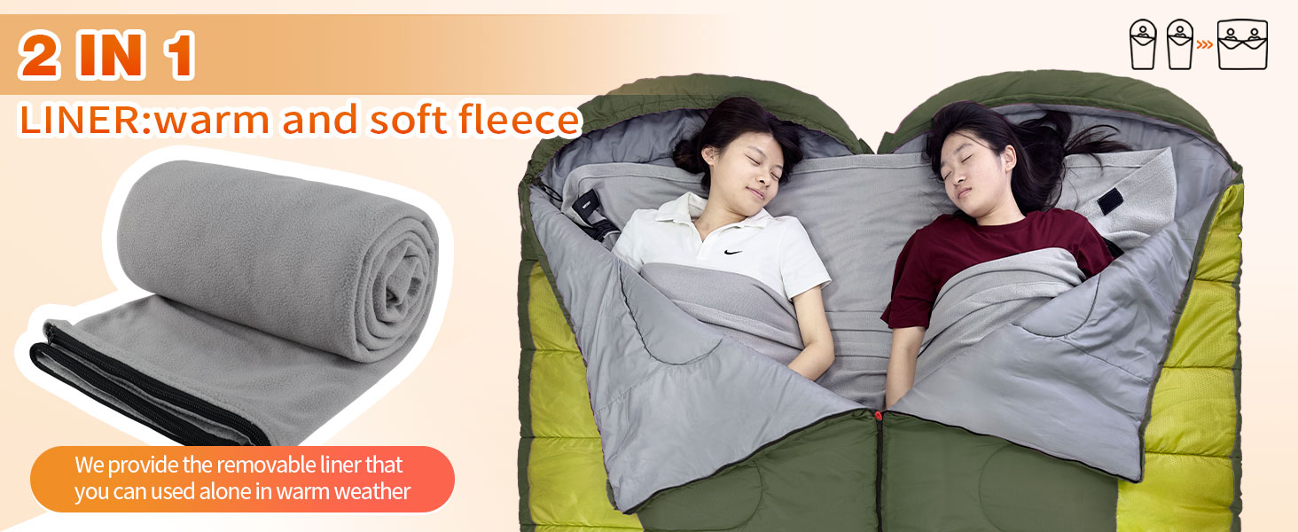 Спальний мішок Outdoor для дорослих, машинного прання, зимовий, водонепроникний, 3-4 сезони, з компресійним мішком, для кемпінгу, походів, подорожей, 0°C-Комфорт, Чорний (Оливковий), 220x85CM-L