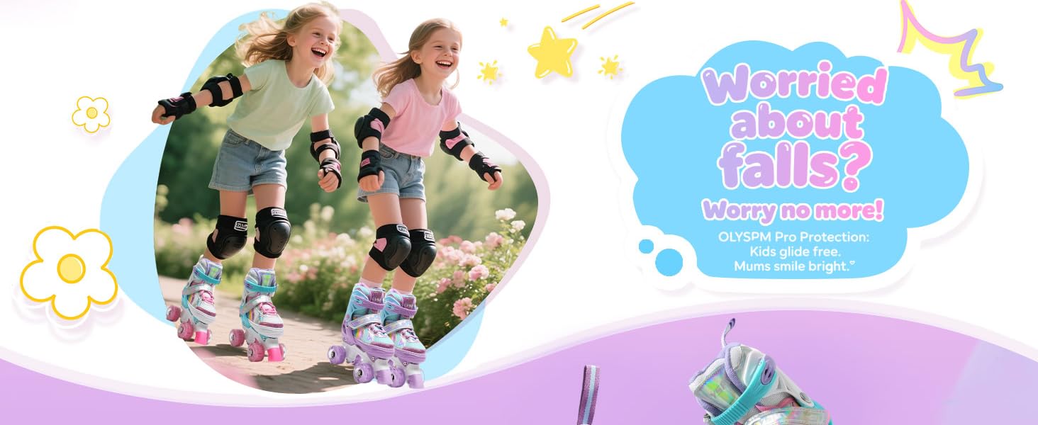 Дитячі ролики для катання, ролики для дівчаток та хлопчиків, регульовані, з LED, фіолетові, з сумкою для зберігання