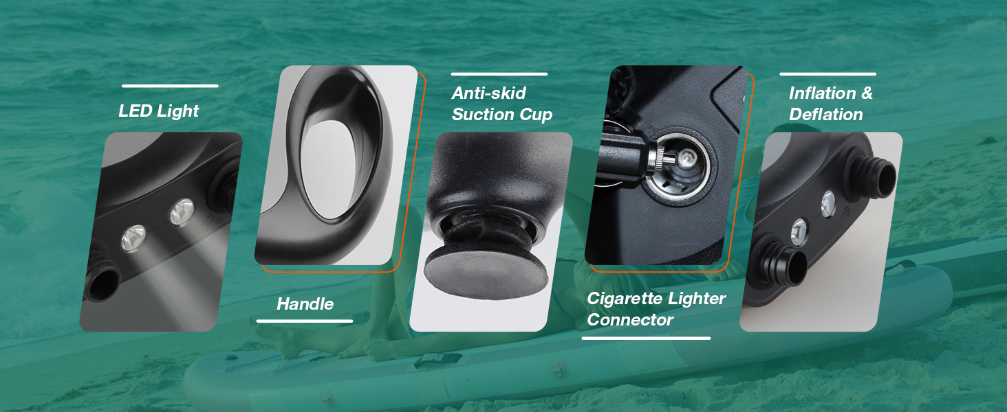 Електричний SUP насос Niphean 20PSI з автоматичним вимкненням, 12V для надування та здування SUP дощових платформ, NPNW003-L