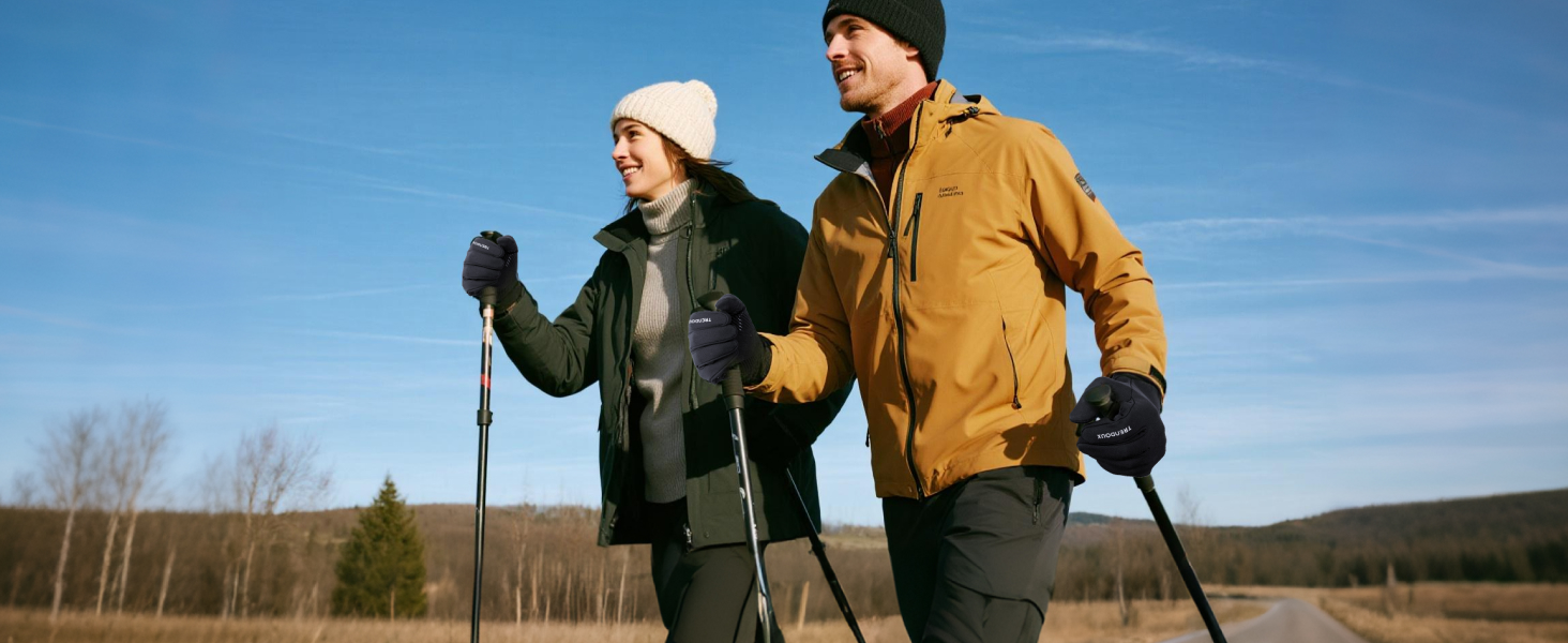 Терморукавички Trendoux для чоловіків та жінок, теплі велорукавички з флісовою підкладкою, сенсорні, водонепроникні, вітрозахисні, з антиковзанням, для бігу, їзди на велосипеді, водіння, чорні, XL