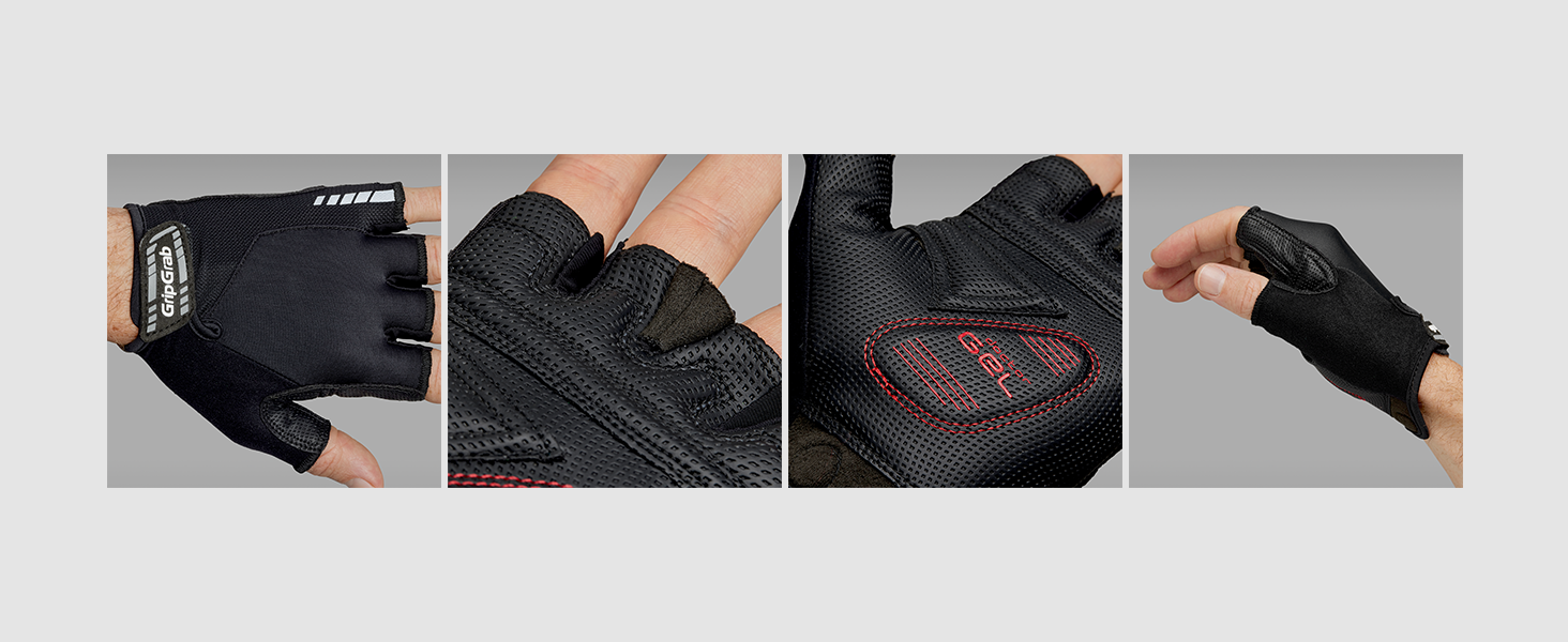 Велосипедні рукавички GripGrab ProGel 4mm DoctorGel, чорні, літні, напівпальцеві