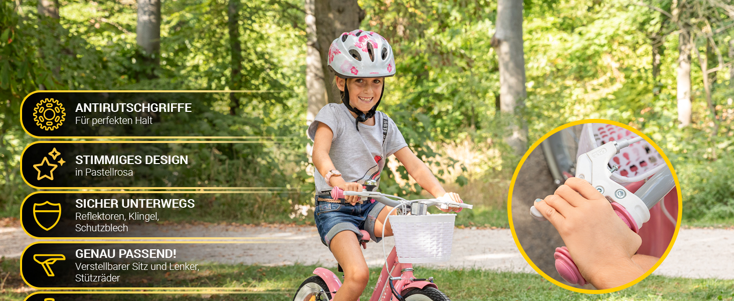 Дитяче велосипед Actionbikes Starlight 12/16/20 дюймів - V-Brake гальма, захистники, для дівчаток та хлопчиків 2-9 років