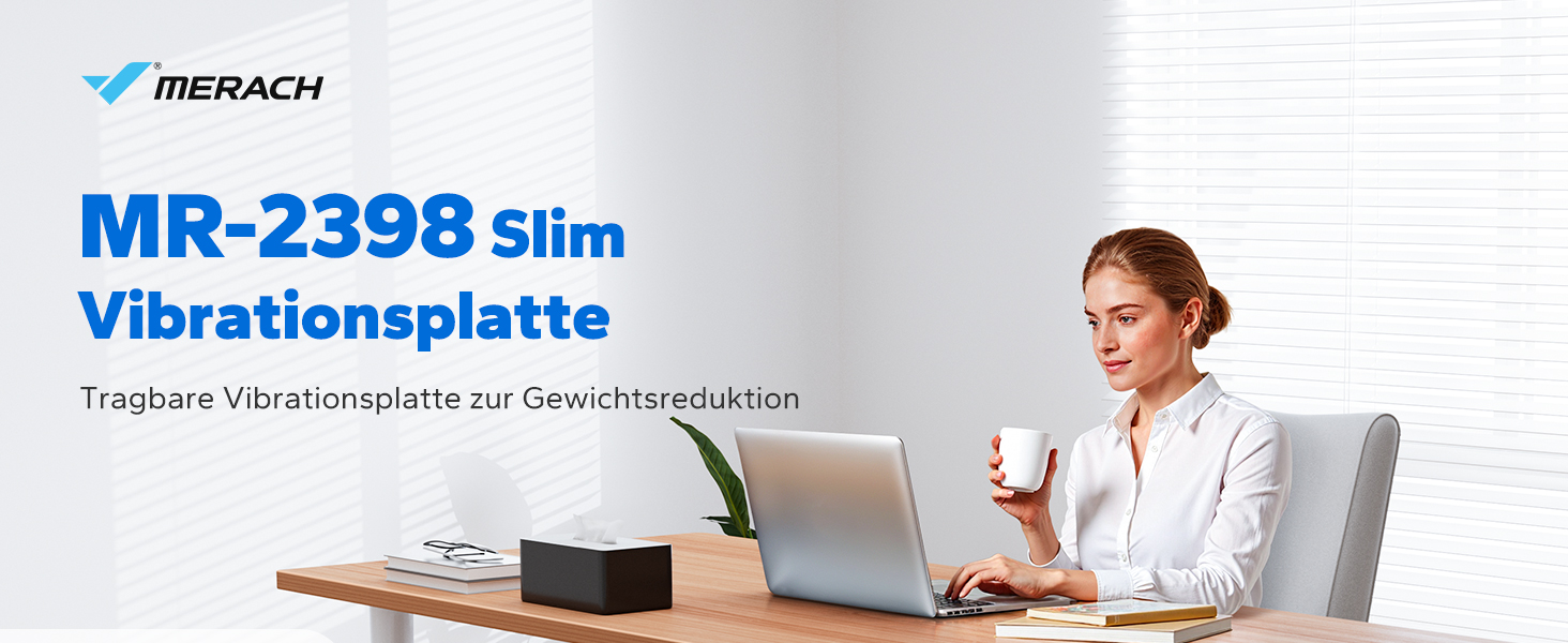Вібраційна платформа MERACH для формування тіла та релаксації. Тиха, компактна, з LED-дисплеєм, пульт дистанційного керування та зручним силіконовим покриттям. Чорний колір