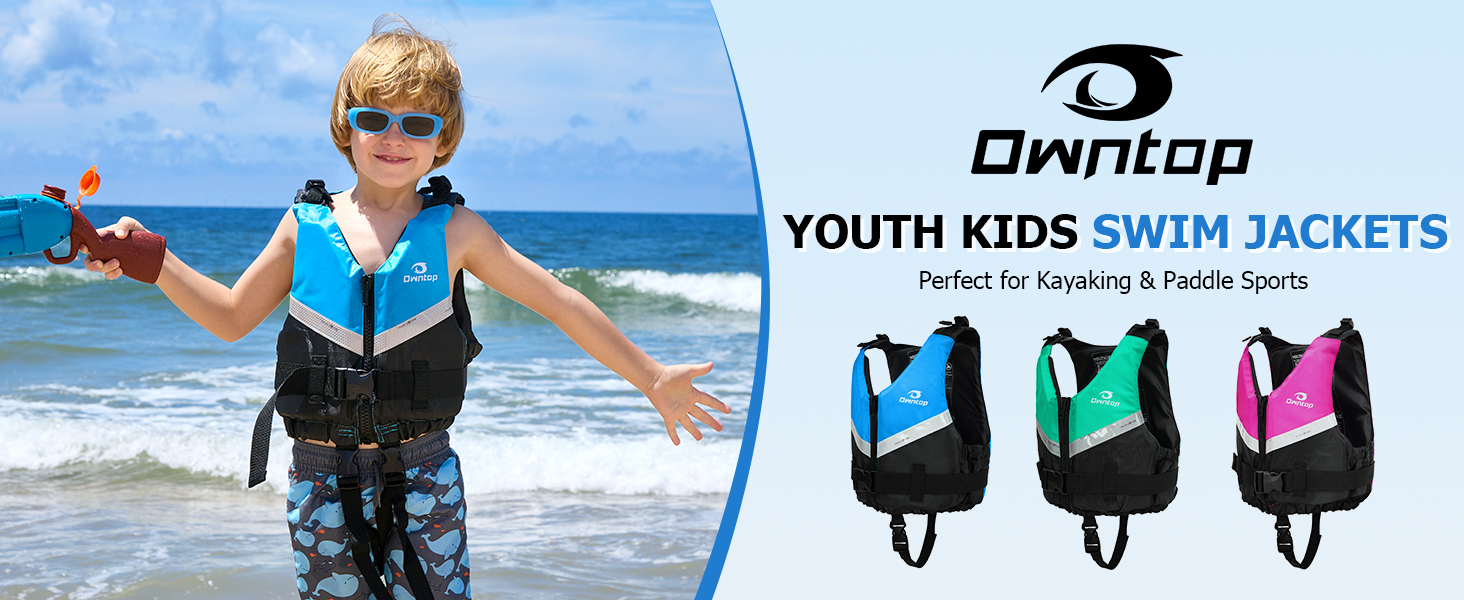 Owntop Жилет для плавання для дітей та підлітків. Легка унісекс жилетка з регулюванням, для каякінгу, риболовлі, плавання та інших водних видів спорту. Рожевий, розмір Jugend-XXS (30-40 кг, 70-80 см)