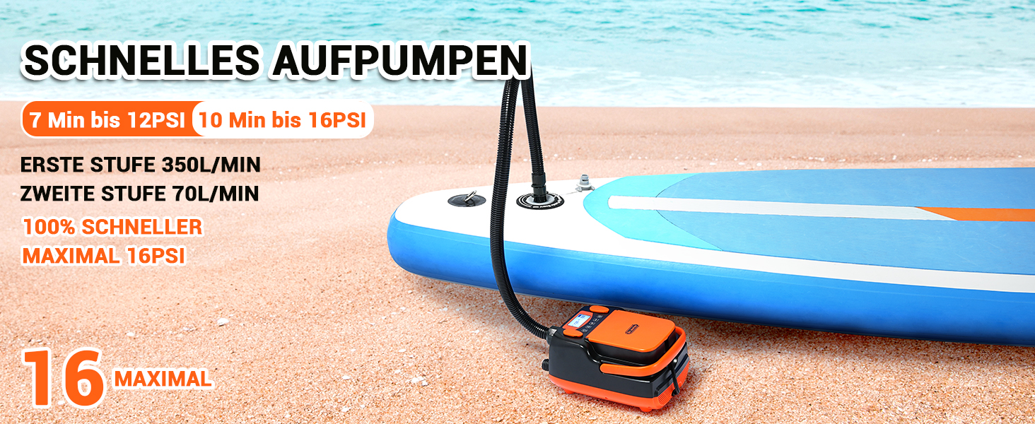 Електричний насос Dr.meter SUP з акумулятором 6000mAh: для SUP-дошок, човнів, наметів, каяків