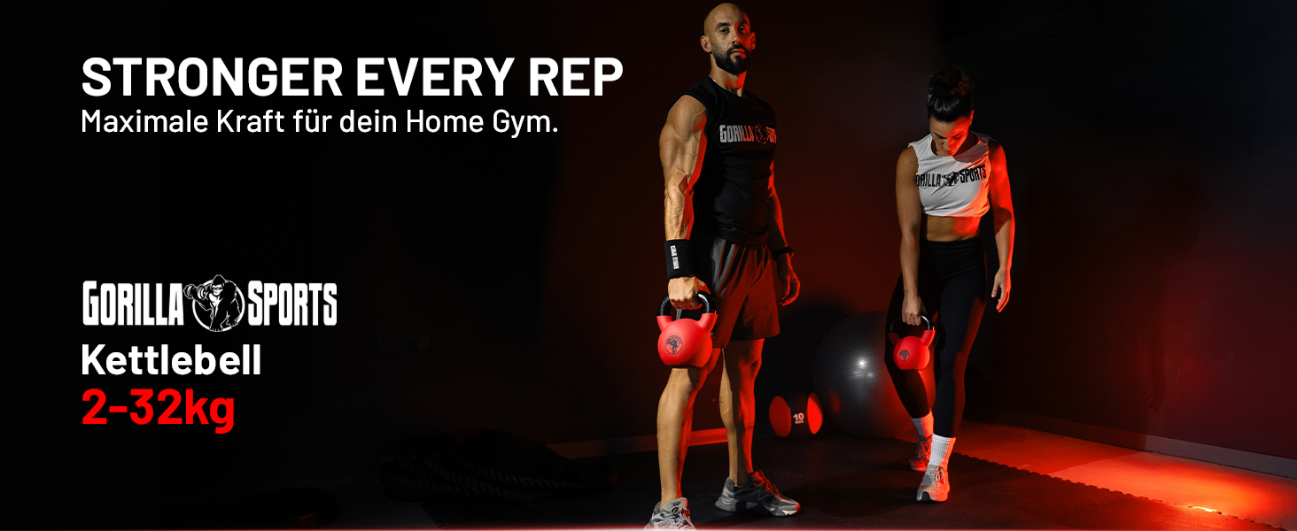 Гіря GORILLA SPORTS® 2-32 кг - Чавунна з неопреновим покриттям для фітнесу та силових тренувань