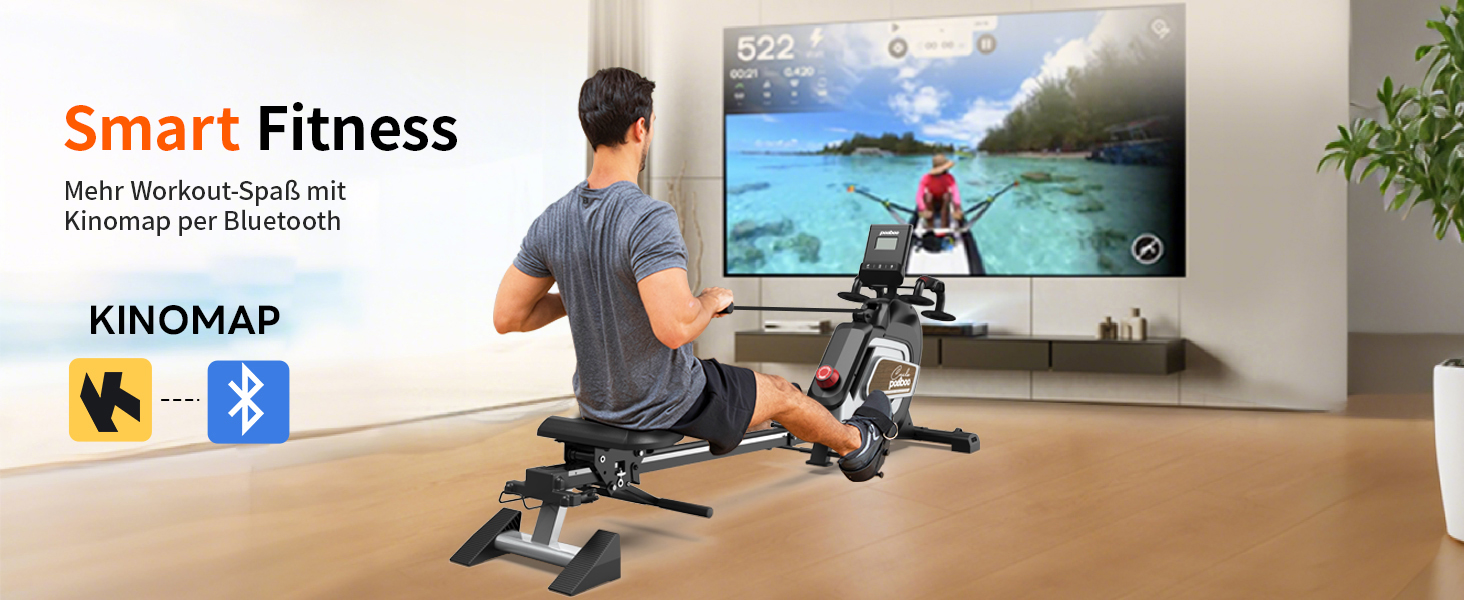 Гребний тренажер Pooboo з магнітною системою опору, 360 lbs, складаний, з тримачем для планшета та зручним сидінням, для дому H015-3