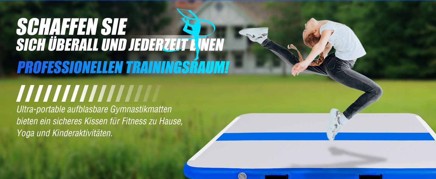 Надувний килимок для гімнастики Tuxedo Airtrack Mat 2M/3M/4M, 10 см, з електропомпою, для дому/залу/черепліки/йоги