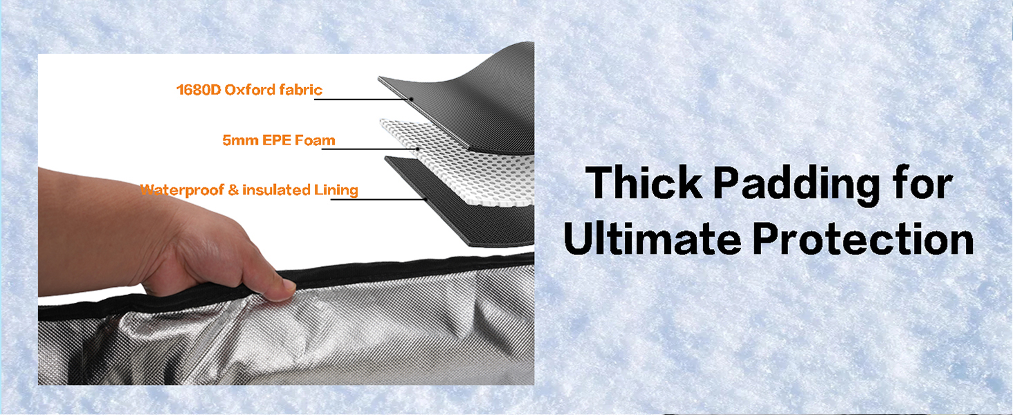 Чохол для сноуборду/лиж з колесами, 1680D Oxford, водонепроникний, для подорожей літаком, 164 см