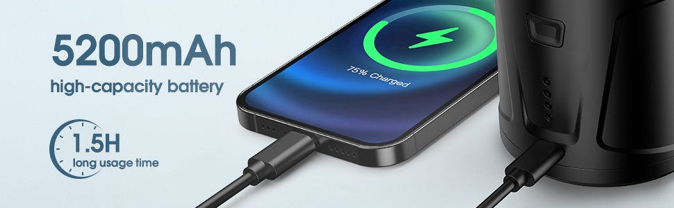 Електрична повітряна помпа 5200mAh з акумулятором для басейну, дитячого надувного басейну, матрацу, човна. 3 насадки. Чорна.