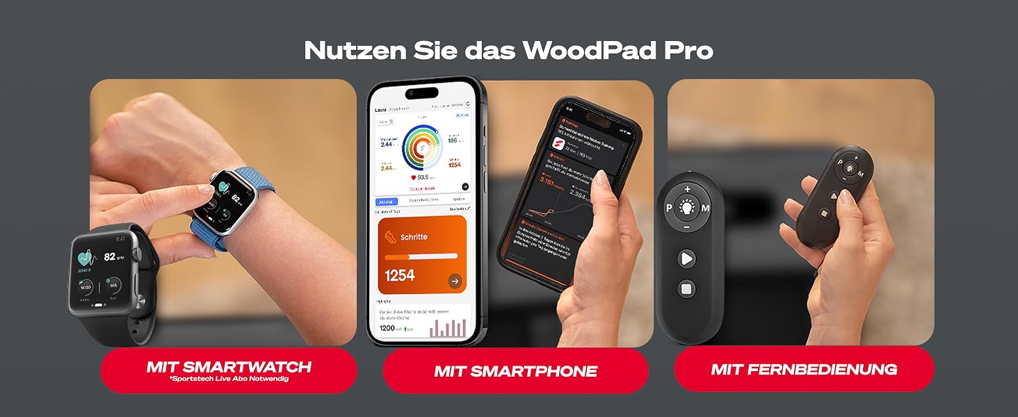 Складана бігова доріжка для ходьби Sportstech WoodPad Pro: компактна доріжка для дому та офісу, до 8 км/год, з лічильником кроків та підтримкою застосунку, витримує до 120 кг