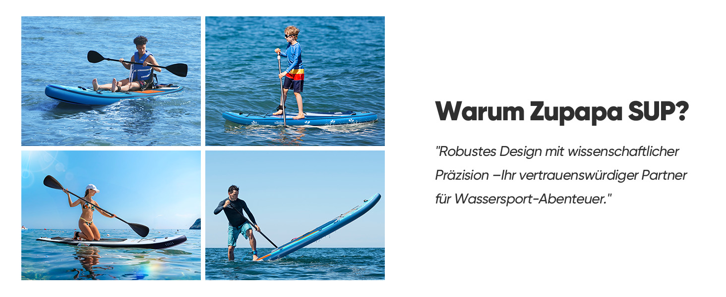 Надувний SUP Борд Zupapa 320/366см з аксесуарами | Stand Up Paddle Board з сидінням для каяка | Чорно-сірий-білий