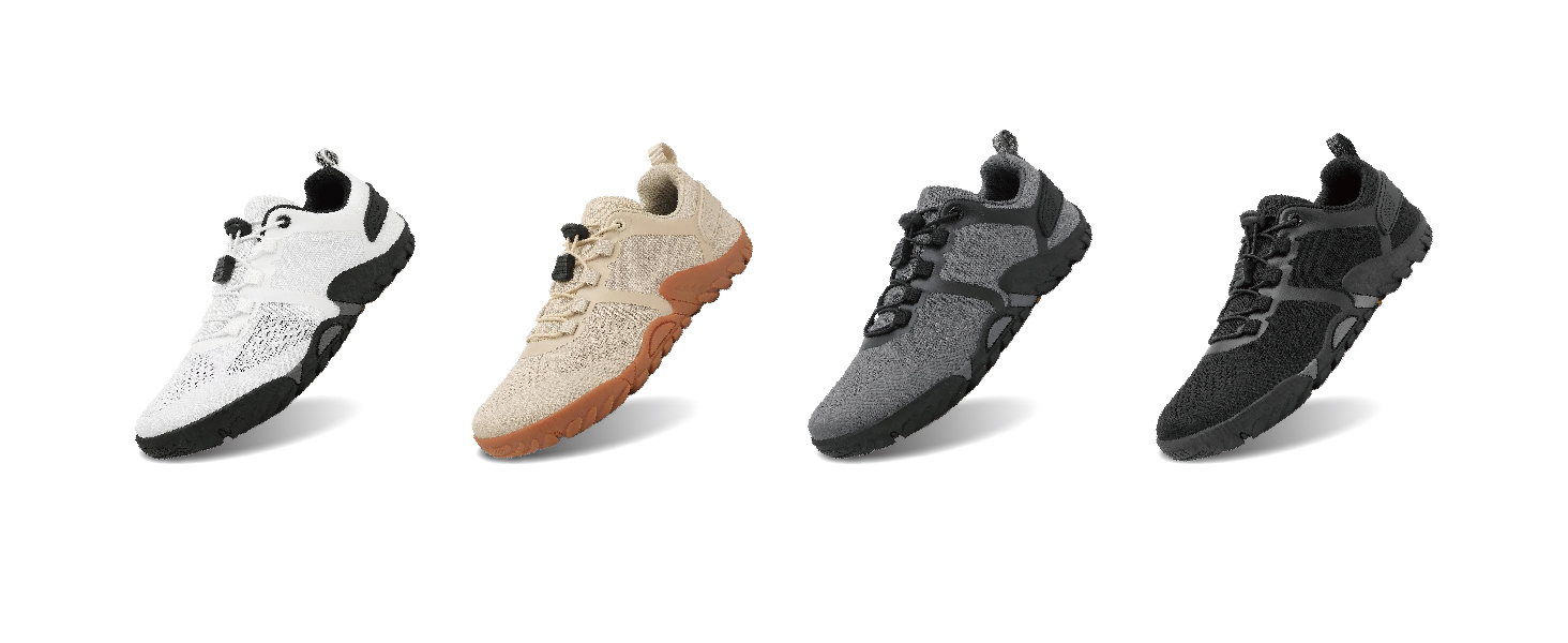 Barfußschuhe HUSKSWARE для жінок та чоловіків – широка передня частина, неслизька підошва, дихаючі, посилені люверси для фітнесу, трейлраннінгу, хайкінгу та повсякденного використання, білий, 44 EU