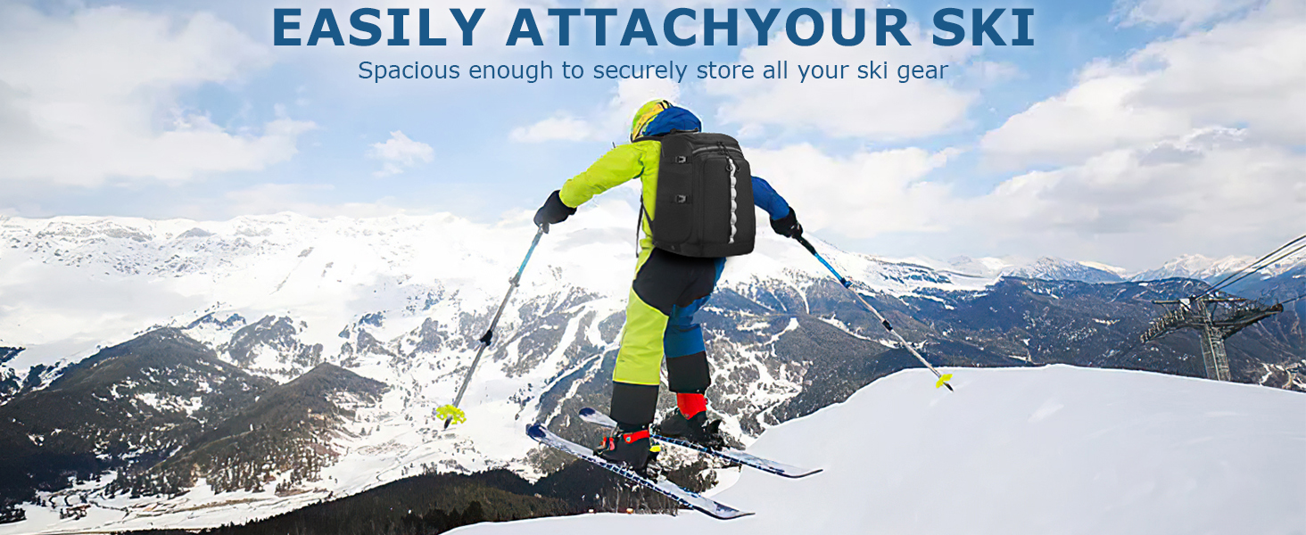 Чохол для лижних черевиків з відділенням для шолома, 65L, нейлон, рюкзак для лиж, роликів, ковзанів, чорний