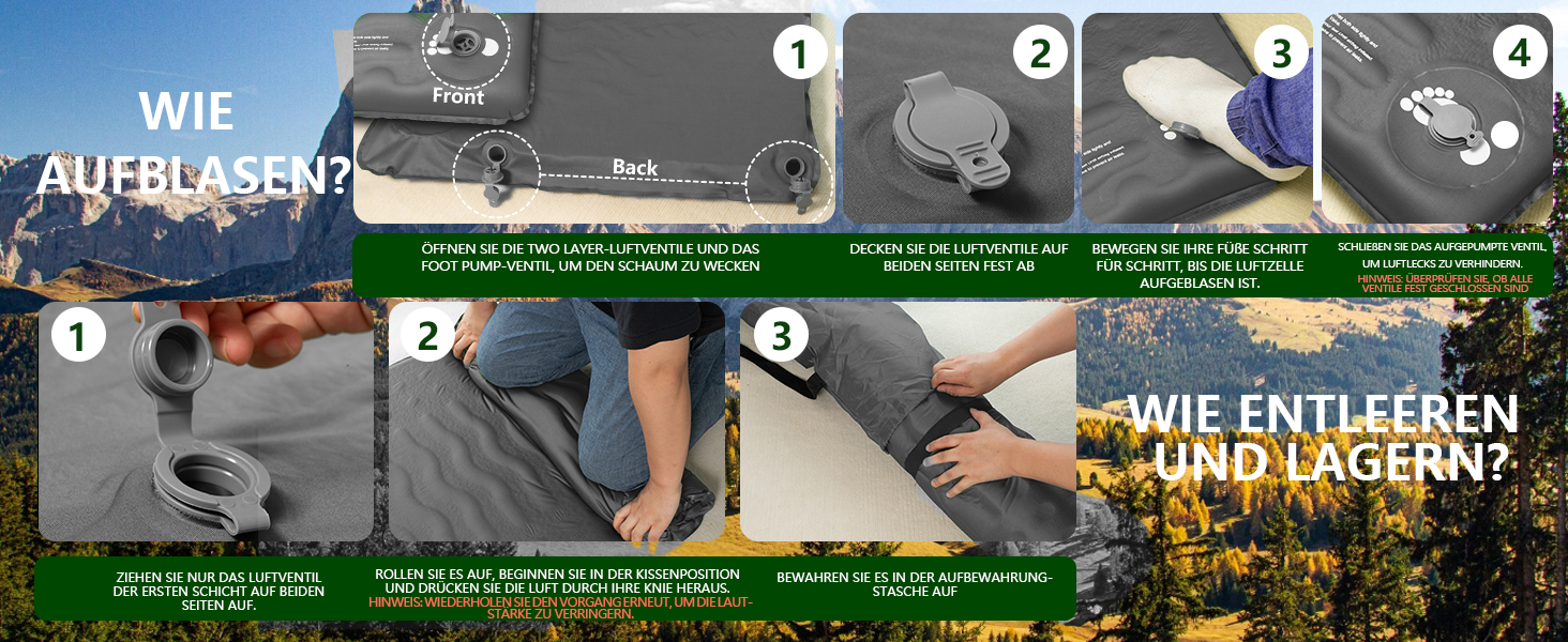 Кемпінговий килимок HiiPeak Isomatte R-Wert 9,5 з подушкою, ізольований, для зими та літа, зручний для кемпінгу, відпочинку на природі, піших прогулянок та наметів (сірий)