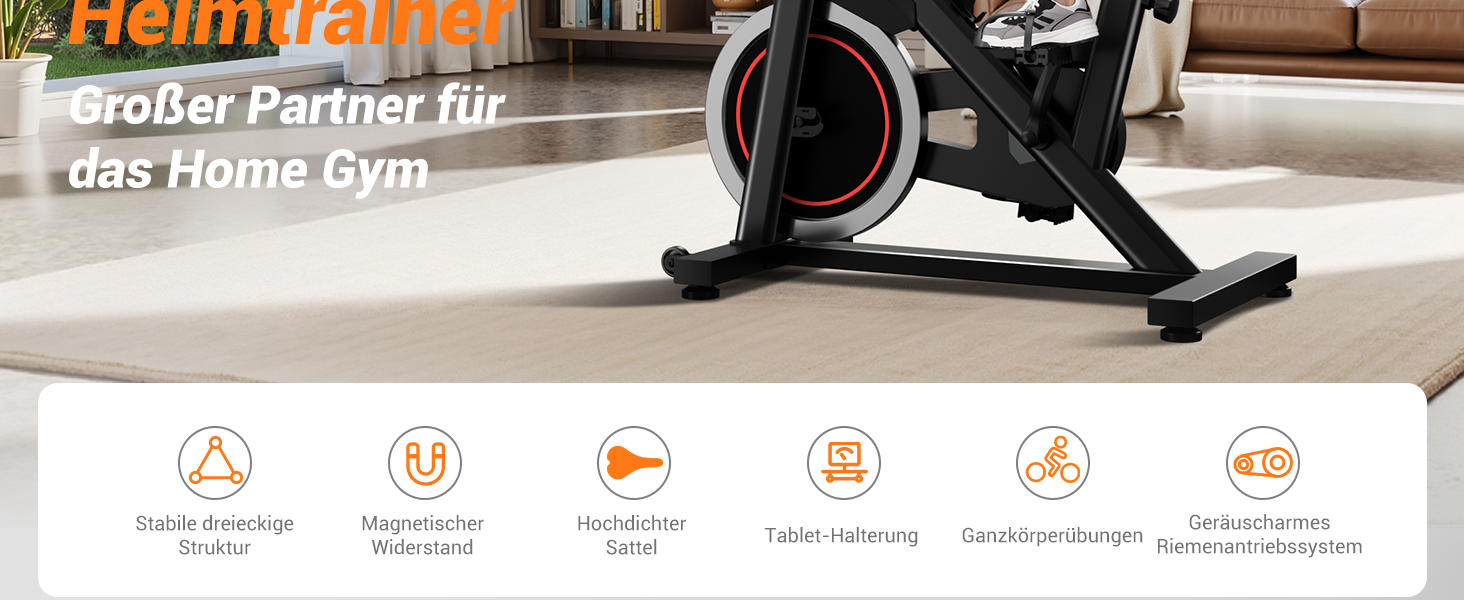 Фітнес-тренажер CURSOR Heimtrainer для дому: велотренажер, тихий, з регульованим опором, LCD-дисплеєм, для кардіотренувань, чорний