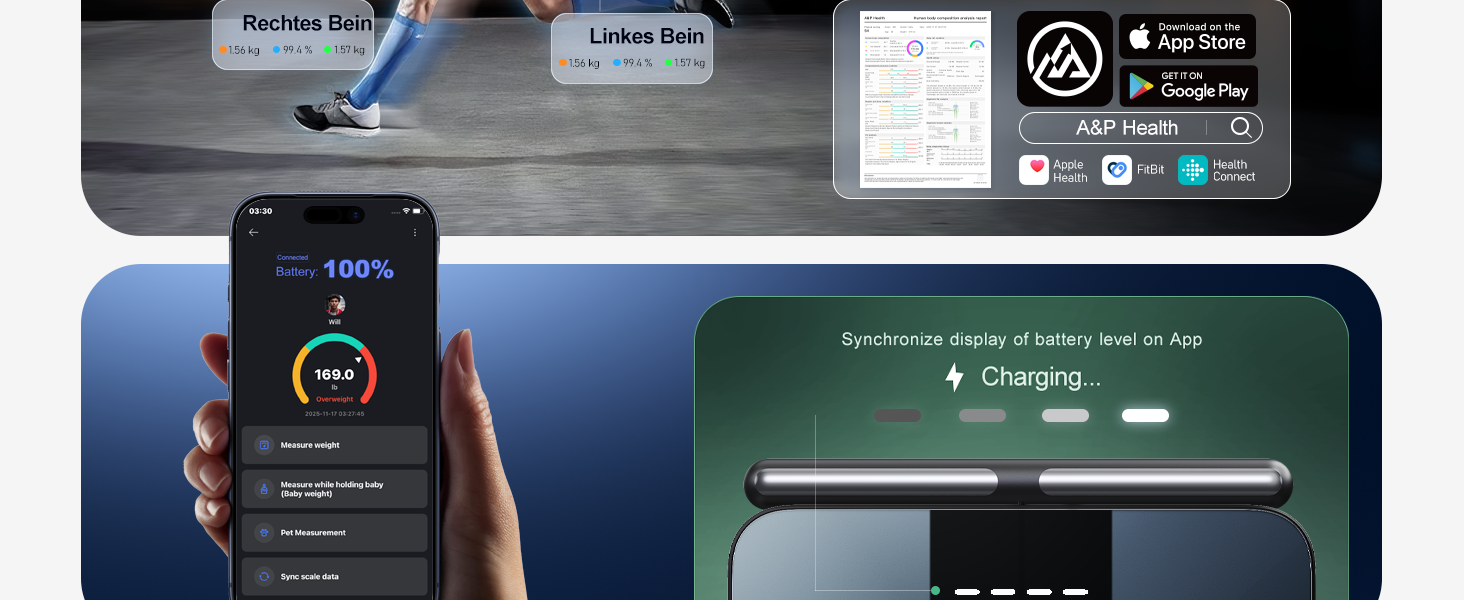 Інтелектуальна вага для вимірювання жиру в тілі, Bluetooth, аналіз складу тіла, BMI, 180 кг
