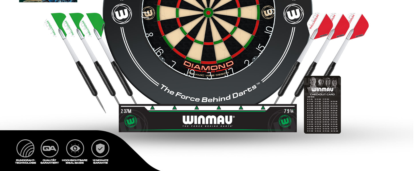 Дартс Winmau Diamond Plus PDC – професійна сталева мішень, ультратонкий дріт, високощільний сизаль