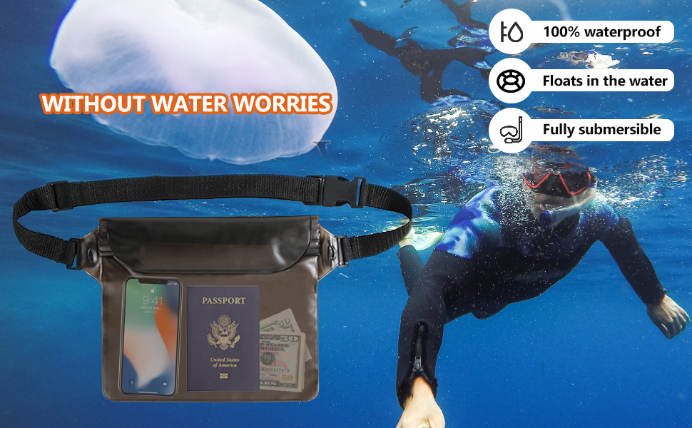Водонепроникний рюкзак Dry Bag 20L, IPX8, з чохлом для телефону, для плавання, каякінгу, кемпінгу, туризму, чорний